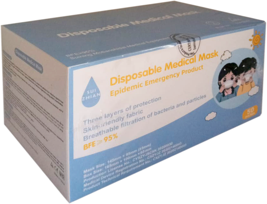 SM Masques chirurgicaux roses - 3 plis (boîte de 50)