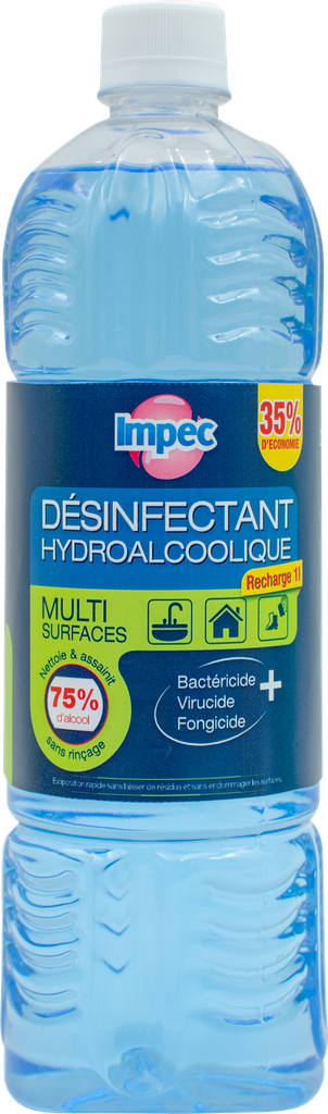 IMPEC Désinfectant hydroalcoolique - recharge multi surfaces (1L)