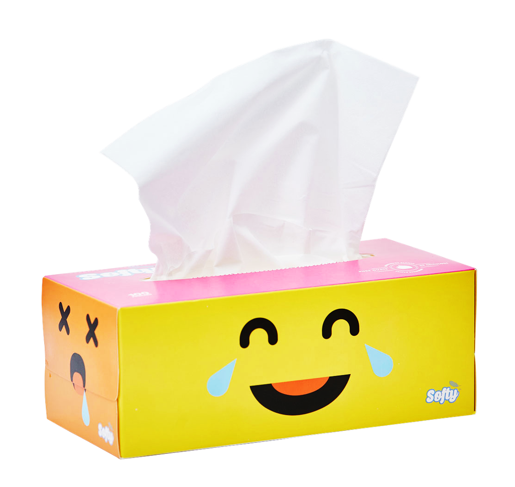 SOFTY Mouchoirs - en papier prem 100 feuilles (boîte émoticone x3 plis)