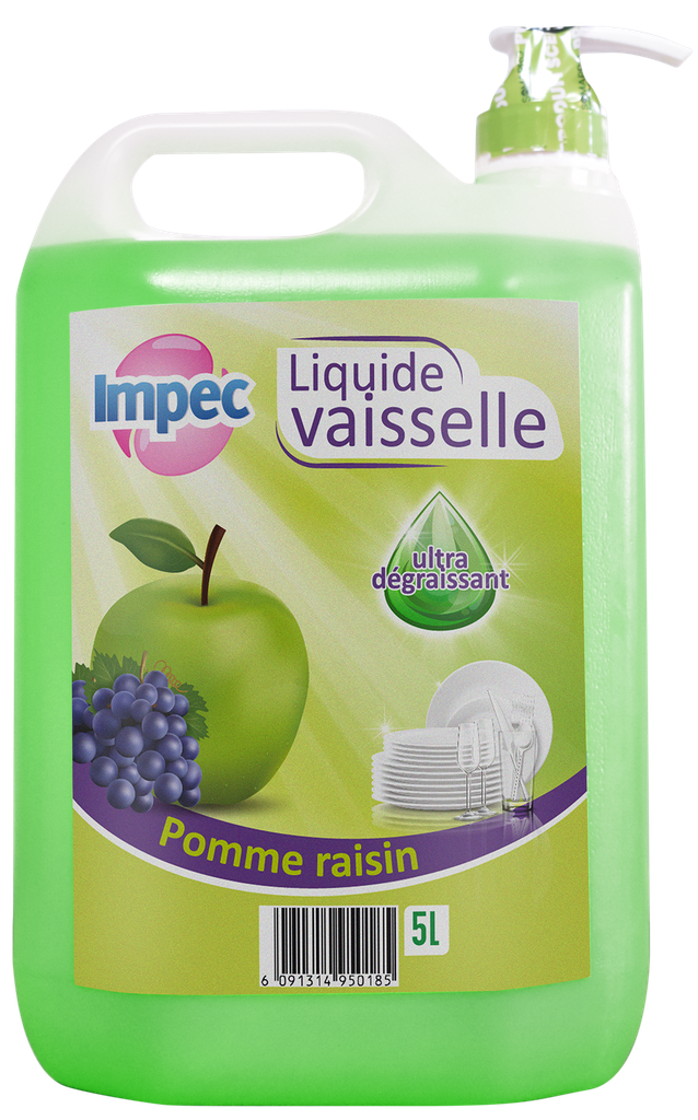 IMPEC Liquide Vaisselle avec pompe - Pomme raisin (5L)