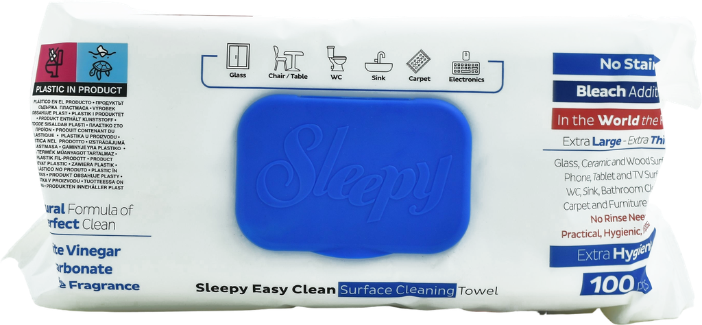 SLEEPY Lingettes nettoyantes multiusage - Eau de Javel (100 pièces)