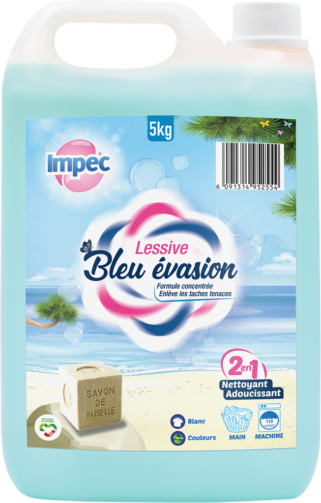 IMPEC Lessive liquide - Machine &amp; mains Bleu evasion (5kg)