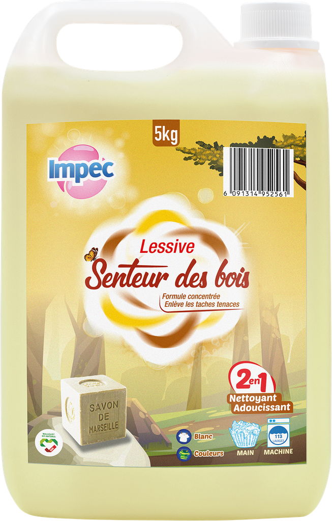 IMPEC Lessive liquide - Machine &amp; mains Senteur des bois (5kg)