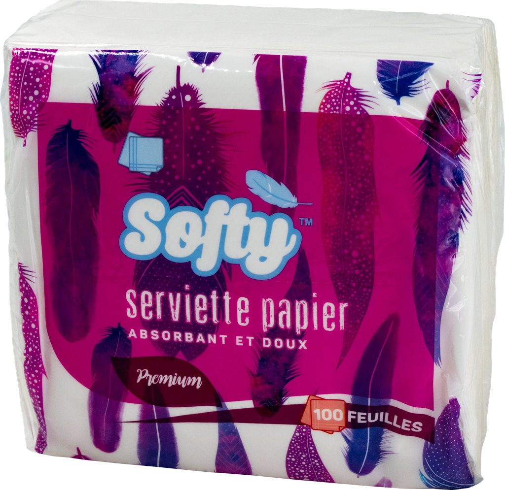 SOFTY Serviette - en papier prem 100 feuilles (sachet de 100 feuilles 30x30cm)