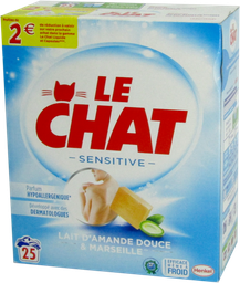 [PA301] LE CHAT Lessive poudre - lait d'amande douce &amp; marseille 25 machines (1,625kg)