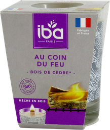 [PA366] IBA Bougie - parfum Au coin du feu /bois de cèdres (180g)