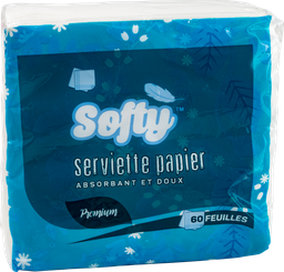 [PA430] SOFTY Serviette - en papier prem 60 feuilles (sachet de 60 feuilles 30x30cm)