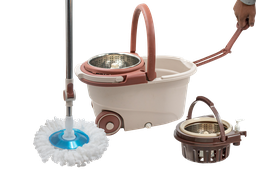 [IP483] Balai à essorage rotatif avec seau à roulettes